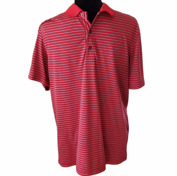 Men's Izod Golf Red Striped Polo - Picture 1 of 5